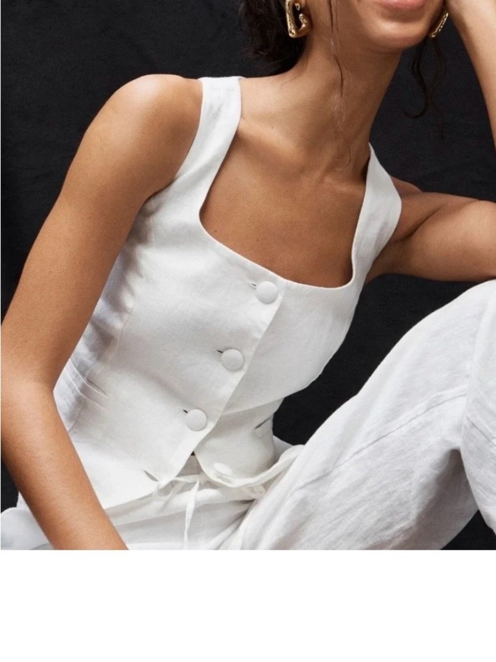 J.Crew Scoop neck linen blend vest white